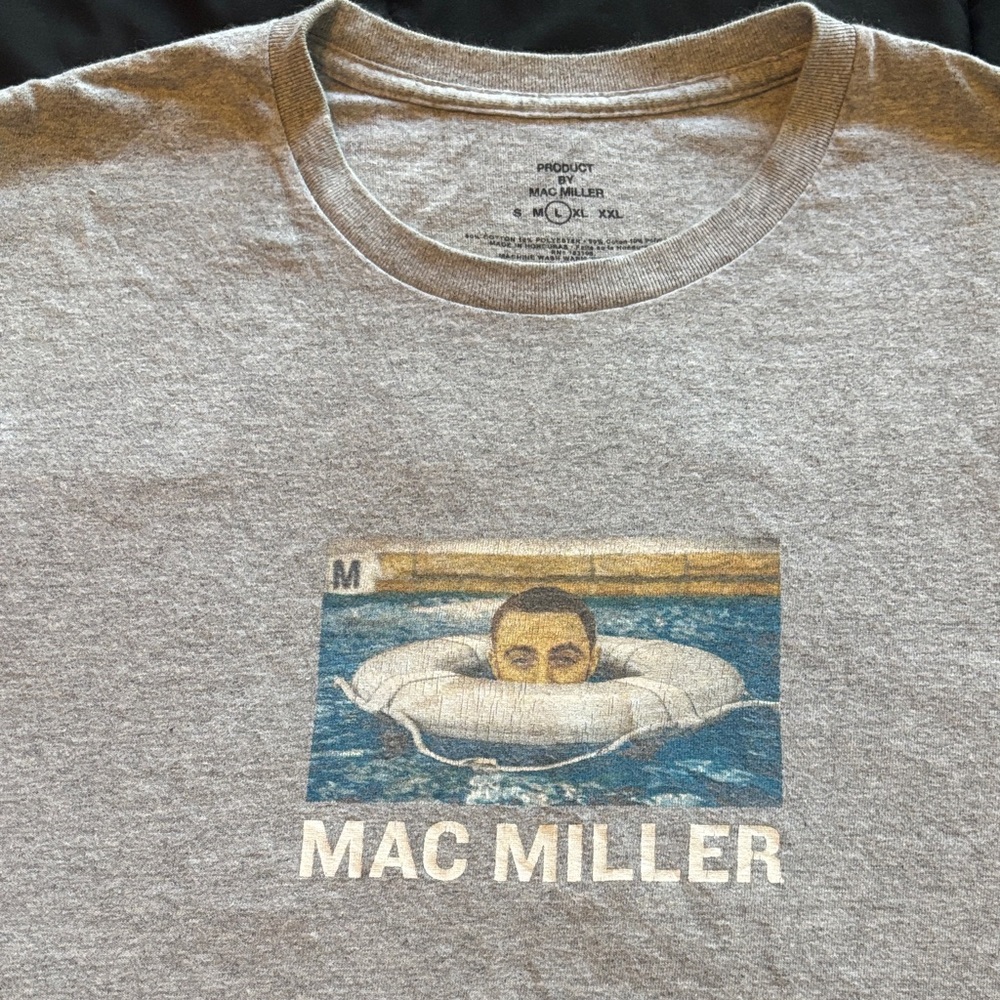 Gray Mac Miller Graphic T-Shirt cut off gray size large